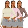 imageAUTOMET 3 Pack Womens Long Sleeve Shirts Y2K Going Out Crop Tops Cute Basic Slim Fitted Fall Fashion Outfits 2025 ClothesApricotpinkcoffegrey