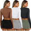 imageAUTOMET 3 Pack Womens Long Sleeve Shirts Y2K Going Out Crop Tops Cute Basic Slim Fitted Fall Fashion Outfits 2025 ClothesBrownwhiteblack