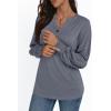 imageAUTOMET Long Sleeve Shirts Womens Tops Henley Dressy Casual Blouses Fall Outfits 2025 Trendy Loose Fit Comfy Winter ClothesGrey