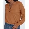imageAUTOMET Long Sleeve Shirts Womens Tops Henley Dressy Casual Blouses Fall Outfits 2025 Trendy Loose Fit Comfy Winter ClothesLight Caramel