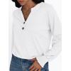 imageAUTOMET Long Sleeve Shirts Womens Tops Henley Dressy Casual Blouses Fall Outfits 2025 Trendy Loose Fit Comfy Winter ClothesWhite