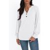 imageAUTOMET Long Sleeve Shirts Womens Tops Henley Dressy Casual Blouses Fall Outfits 2025 Trendy Loose Fit Comfy Winter ClothesWhite