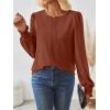 imageAUTOMET Long Sleeve Shirts for Women Business Dressy Casual Tops Work Blouses Pleated TunicsRust