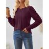 imageAUTOMET Long Sleeve Shirts for Women Business Dressy Casual Tops Work Blouses Pleated TunicsWine