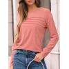 imageAUTOMET Long Sleeve Shirts for Women Pleated Dressy Casual Business Blouses Trendy Fashion Tunic Basic TopsCoral