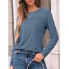 imageAUTOMET Long Sleeve Shirts for Women Pleated Dressy Casual Business Blouses Trendy Fashion Tunic Basic TopsGrey Blue