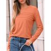 imageAUTOMET Long Sleeve Shirts for Women Pleated Dressy Casual Business Blouses Trendy Fashion Tunic Basic TopsOrange