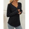 imageAUTOMET Sweater for Women Long Sleeve Henley Shirts Dressy Casual Tunic Tops Deep V Neck Sweaters Fall Outfits 2025Black