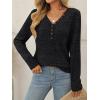 imageAUTOMET Sweater for Women Long Sleeve Henley Shirts Dressy Casual Tunic Tops Deep V Neck Sweaters Fall Outfits 2025Black