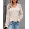 imageAUTOMET Women Long Sleeve Shirts Fall Lace Tops 2025 Fashion V Neck Sweaters Dressy Casual Winter Tunic Blouse Trendy OutfitApricot