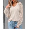 imageAUTOMET Women Long Sleeve Shirts Fall Lace Tops 2025 Fashion V Neck Sweaters Dressy Casual Winter Tunic Blouse Trendy OutfitApricot