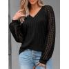 imageAUTOMET Women Long Sleeve Shirts Fall Lace Tops 2025 Fashion V Neck Sweaters Dressy Casual Winter Tunic Blouse Trendy OutfitBlack
