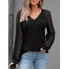 imageAUTOMET Women Long Sleeve Shirts Fall Lace Tops 2025 Fashion V Neck Sweaters Dressy Casual Winter Tunic Blouse Trendy OutfitBlack