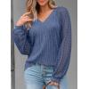 imageAUTOMET Women Long Sleeve Shirts Fall Lace Tops 2025 Fashion V Neck Sweaters Dressy Casual Winter Tunic Blouse Trendy OutfitBlue