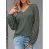 imageAUTOMET Women Long Sleeve Shirts Fall Lace Tops 2025 Fashion V Neck Sweaters Dressy Casual Winter Tunic Blouse Trendy OutfitGreen