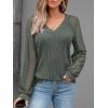 imageAUTOMET Women Long Sleeve Shirts Fall Lace Tops 2025 Fashion V Neck Sweaters Dressy Casual Winter Tunic Blouse Trendy OutfitGreen