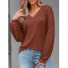 imageAUTOMET Women Long Sleeve Shirts Fall Lace Tops 2025 Fashion V Neck Sweaters Dressy Casual Winter Tunic Blouse Trendy OutfitRust