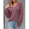 imageAUTOMET Women Long Sleeve Shirts Fall Lace Tops 2025 Fashion V Neck Sweaters Dressy Casual Winter Tunic Blouse Trendy OutfitWine