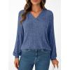 imageAUTOMET Women Long Sleeve Shirts Fall V Neck Work Tops 2025 Fashion Tunic Sweaters Dressy Casual Winter Blouse Trendy OutfitsBlue