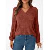 imageAUTOMET Women Long Sleeve Shirts Fall V Neck Work Tops 2025 Fashion Tunic Sweaters Dressy Casual Winter Blouse Trendy OutfitsCaramel