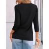 imageAUTOMET Womens 34 Length Sleeve Tops Crew Neck Casual Tunics Dressy Pleated T Shirts Summer Blouses 2025Black