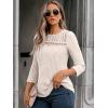 imageAUTOMET Womens 34 Length Sleeve Tops Fall Fashion 2025 Lace Work Tunic Blouses Dressy Casual Shirts Sweater Clothes OutfitsApricot