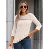 imageAUTOMET Womens 34 Length Sleeve Tops Fall Fashion 2025 Lace Work Tunic Blouses Dressy Casual Shirts Sweater Clothes OutfitsApricot