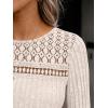imageAUTOMET Womens 34 Length Sleeve Tops Fall Fashion 2025 Lace Work Tunic Blouses Dressy Casual Shirts Sweater Clothes OutfitsApricot