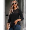 imageAUTOMET Womens 34 Length Sleeve Tops Fall Fashion 2025 Lace Work Tunic Blouses Dressy Casual Shirts Sweater Clothes OutfitsBlack