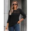 imageAUTOMET Womens 34 Length Sleeve Tops Fall Fashion 2025 Lace Work Tunic Blouses Dressy Casual Shirts Sweater Clothes OutfitsBlack