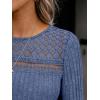 imageAUTOMET Womens 34 Length Sleeve Tops Fall Fashion 2025 Lace Work Tunic Blouses Dressy Casual Shirts Sweater Clothes OutfitsBlue
