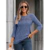 imageAUTOMET Womens 34 Length Sleeve Tops Fall Fashion 2025 Lace Work Tunic Blouses Dressy Casual Shirts Sweater Clothes OutfitsBlue