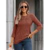 imageAUTOMET Womens 34 Length Sleeve Tops Fall Fashion 2025 Lace Work Tunic Blouses Dressy Casual Shirts Sweater Clothes OutfitsCaramel
