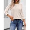 imageAUTOMET Womens 34 Sleeve Tops T Shirts Summer Sweater Round Neck Casual Top Ladies Tops Business Casual BlousesApricot