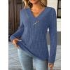 imageAUTOMET Womens Long Sleeve Shirt Fall Fashion 2025 V Neck Sweater Tunic Tops Dressy Casual Work Blouse Trendy Winter ClothingBlue