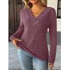 imageAUTOMET Womens Long Sleeve Shirt Fall Fashion 2025 V Neck Sweater Tunic Tops Dressy Casual Work Blouse Trendy Winter ClothingBurgundy