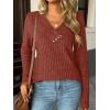 imageAUTOMET Womens Long Sleeve Shirt Fall Fashion 2025 V Neck Sweater Tunic Tops Dressy Casual Work Blouse Trendy Winter ClothingCaramel