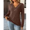imageAUTOMET Womens Long Sleeve Shirt Fall Fashion 2025 V Neck Sweater Tunic Tops Dressy Casual Work Blouse Trendy Winter ClothingChocolate Brown