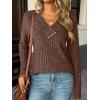 imageAUTOMET Womens Long Sleeve Shirt Fall Fashion 2025 V Neck Sweater Tunic Tops Dressy Casual Work Blouse Trendy Winter ClothingChocolate Brown