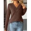 imageAUTOMET Womens Long Sleeve Shirt Fall Fashion 2025 V Neck Sweater Tunic Tops Dressy Casual Work Blouse Trendy Winter ClothingChocolate Brown