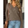 imageAUTOMET Womens Long Sleeve Shirt Fall Fashion 2025 V Neck Sweater Tunic Tops Dressy Casual Work Blouse Trendy Winter ClothingKhaki