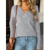 imageAUTOMET Womens Long Sleeve Shirt Fall Fashion 2025 V Neck Sweater Tunic Tops Dressy Casual Work Blouse Trendy Winter ClothingLight Grey