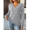 imageAUTOMET Womens Long Sleeve Shirt Fall Fashion 2025 V Neck Sweater Tunic Tops Dressy Casual Work Blouse Trendy Winter ClothingLight Grey