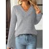 imageAUTOMET Womens Long Sleeve Shirt Fall Fashion 2025 V Neck Sweater Tunic Tops Dressy Casual Work Blouse Trendy Winter ClothingLight Grey