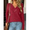 imageAUTOMET Womens Long Sleeve Shirt Fall Fashion 2025 V Neck Sweater Tunic Tops Dressy Casual Work Blouse Trendy Winter ClothingRed
