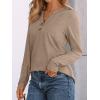 imageAUTOMET Womens Long Sleeve Shirts 2025 Fall Fashion Dressy Casual Tops Trendy Henley Blouses Cute Work Outfits ClothesKhaki