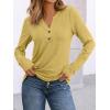imageAUTOMET Womens Long Sleeve Shirts 2025 Fall Fashion Dressy Casual Tops Trendy Henley Blouses Cute Work Outfits ClothesYellow