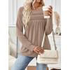 imageAUTOMET Womens Long Sleeve Shirts Business Casual Blouses Dressy Fall Babydoll TopsKhaki