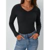 imageAUTOMET Womens Long Sleeve Shirts Fall Outfits Fashion Tops V Neck Ribbed Basic Casual Clothes Winter UnderscrubBlack