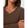imageAUTOMET Womens Long Sleeve Shirts Fall Outfits Fashion Tops V Neck Ribbed Basic Casual Clothes Winter UnderscrubBrown